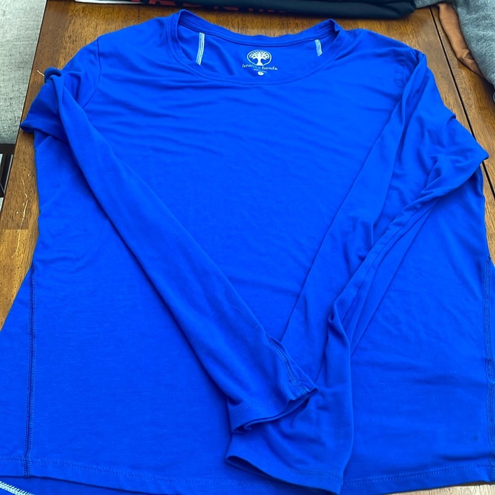 Blue long sleeve healing hands t shirt